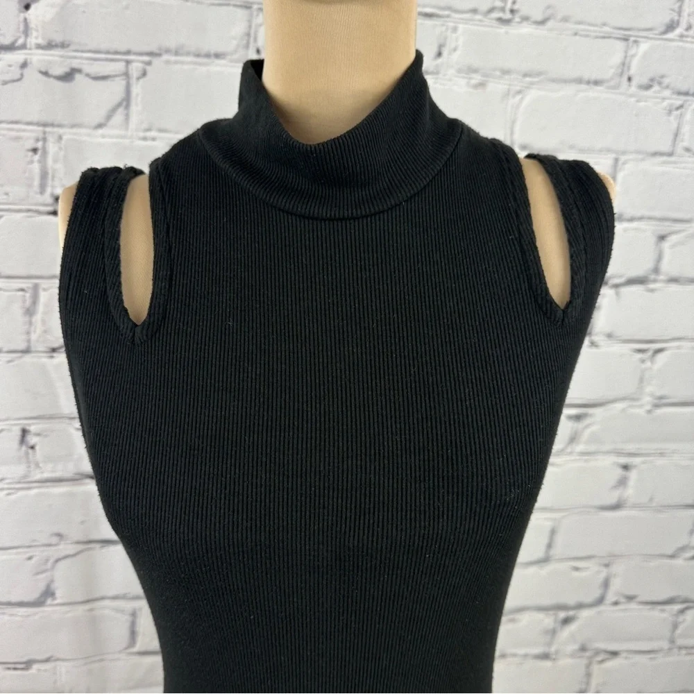 Free people Nothing But Rib Thong Bodysuit Black Medium Shoulder Cutouts